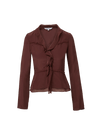 Veronica Beard Brown ruffled long sleeve peplum blouse.