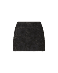 Veronica Beard Black floral embroidered mini skirt with bead detailing.