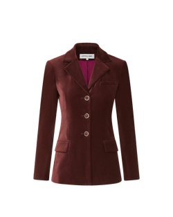 Veronica Beard Brown velvet blazer with gold buttons