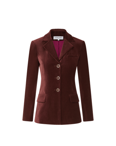 Veronica Beard Brown velvet blazer with gold buttons