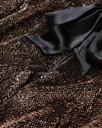 Veronica Beard Bronze sequin dress with black satin bow.