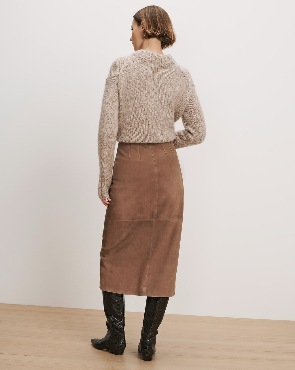 Veronica Beard Brown suede midi skirt.