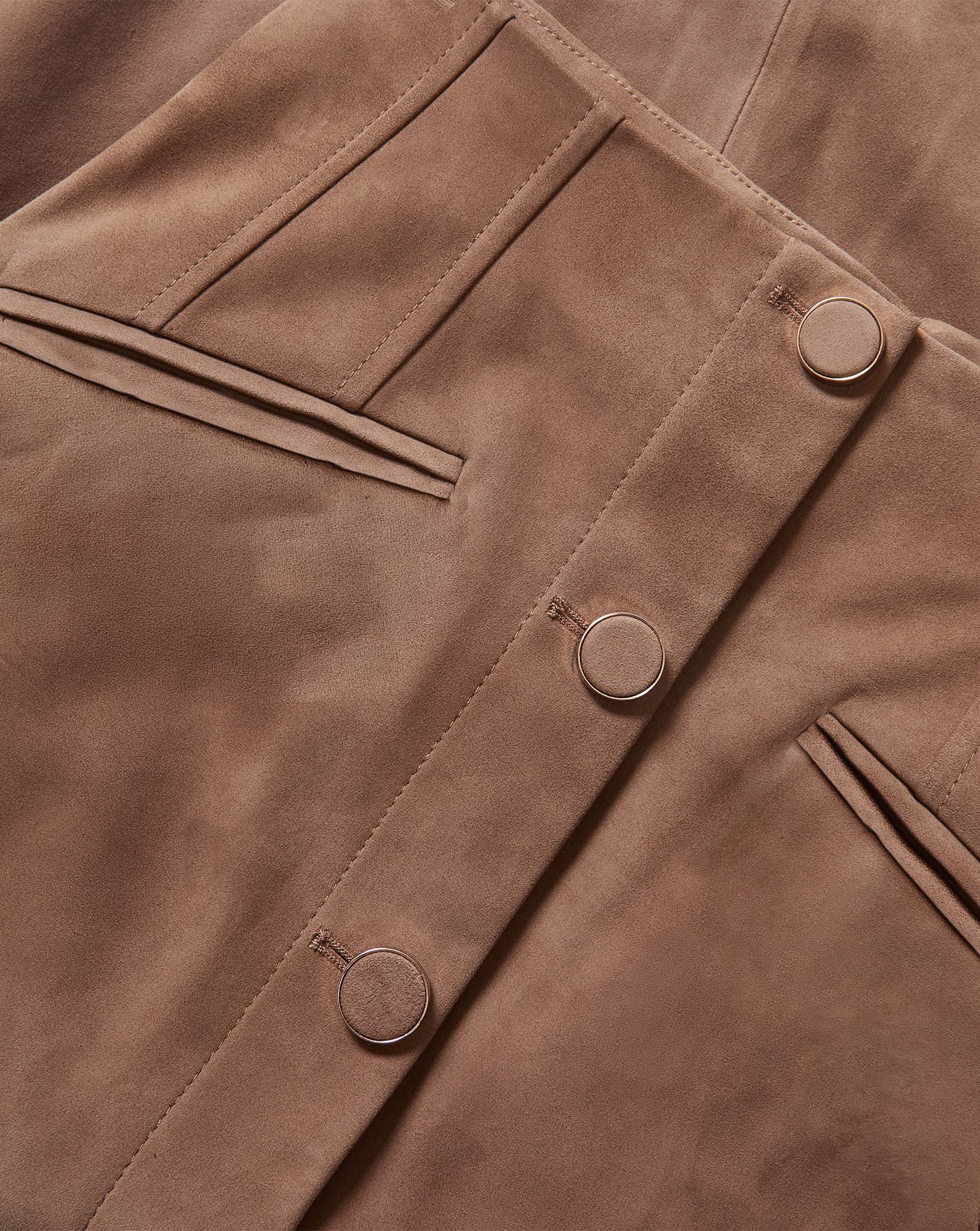 Veronica Beard Brown suede jacket with button closures and pockets.