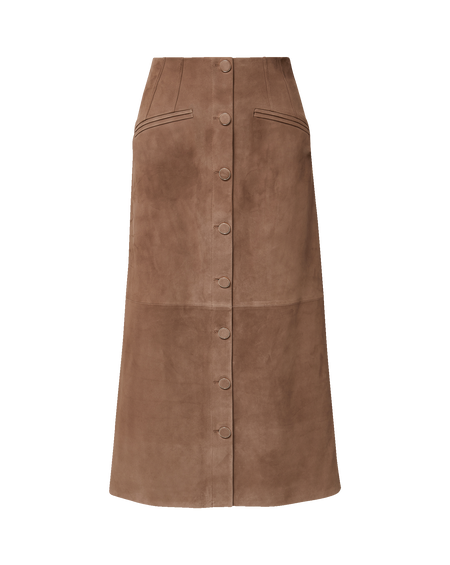 Veronica Beard Brown suede button-front midi skirt
