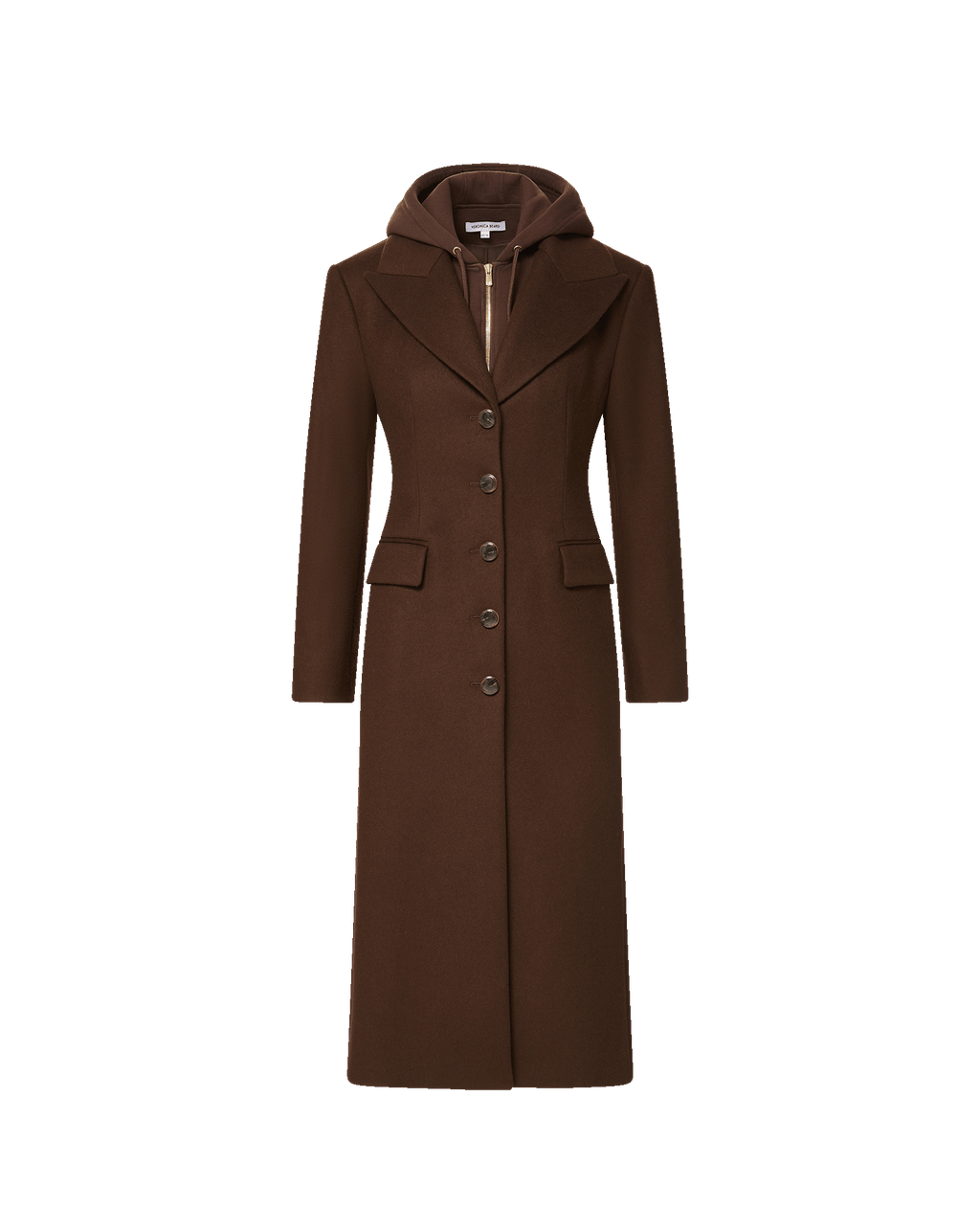 Veronica Beard Brown wool maxi coat with attached hood.