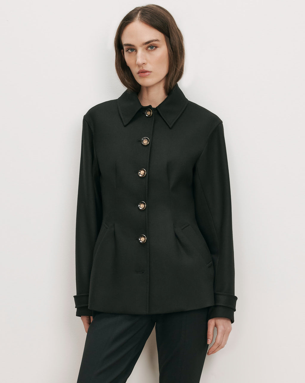 Veronica Beard Black wool blend jacket with gold buttons