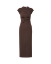 Veronica Beard Brown midi dress with ruched waist.