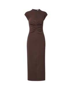 Veronica Beard Brown midi dress with ruched waist.