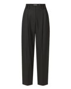 Veronica Beard Black pleated high-waisted tailored trousers.