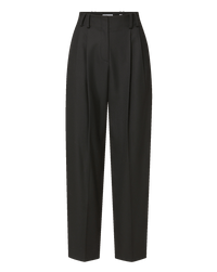 Veronica Beard Black pleated high-waisted tailored trousers.