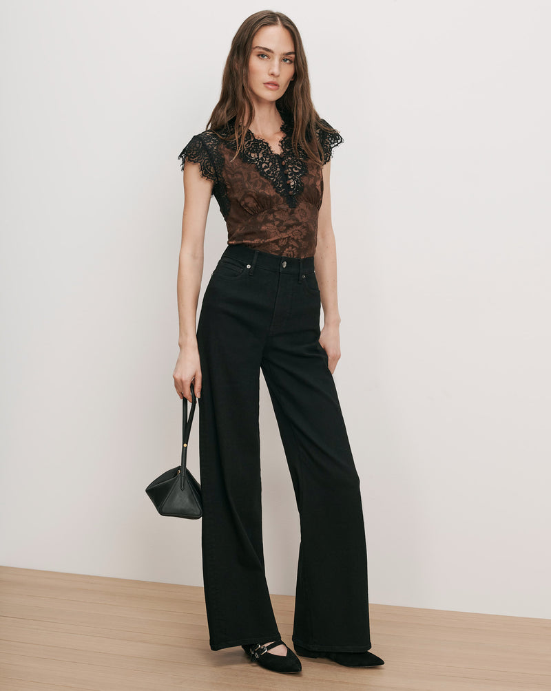 Veronica Beard Taylor Wide-Leg Jean - Onyx