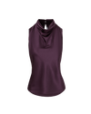 Veronica Beard Purple satin sleeveless cowl neck top.