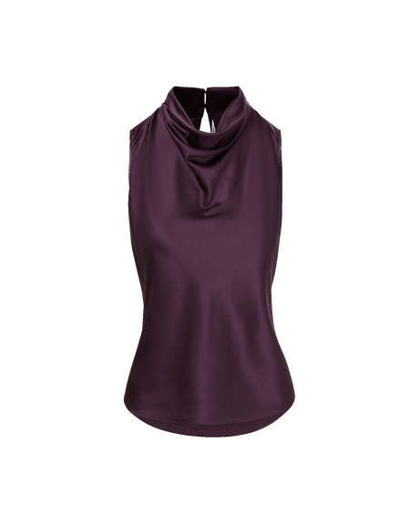 Veronica Beard Purple satin sleeveless cowl neck top