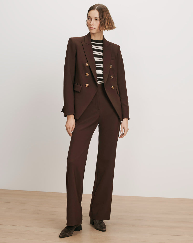 Veronica Beard Brown double-breasted suit with gold buttons