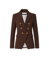 Veronica Beard Brown double-breasted blazer with gold buttons.