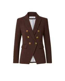 Veronica Beard Brown double-breasted blazer with gold buttons.