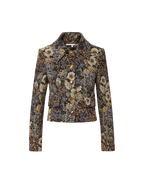 Veronica Beard Floral tapestry jacket with gold buttons.