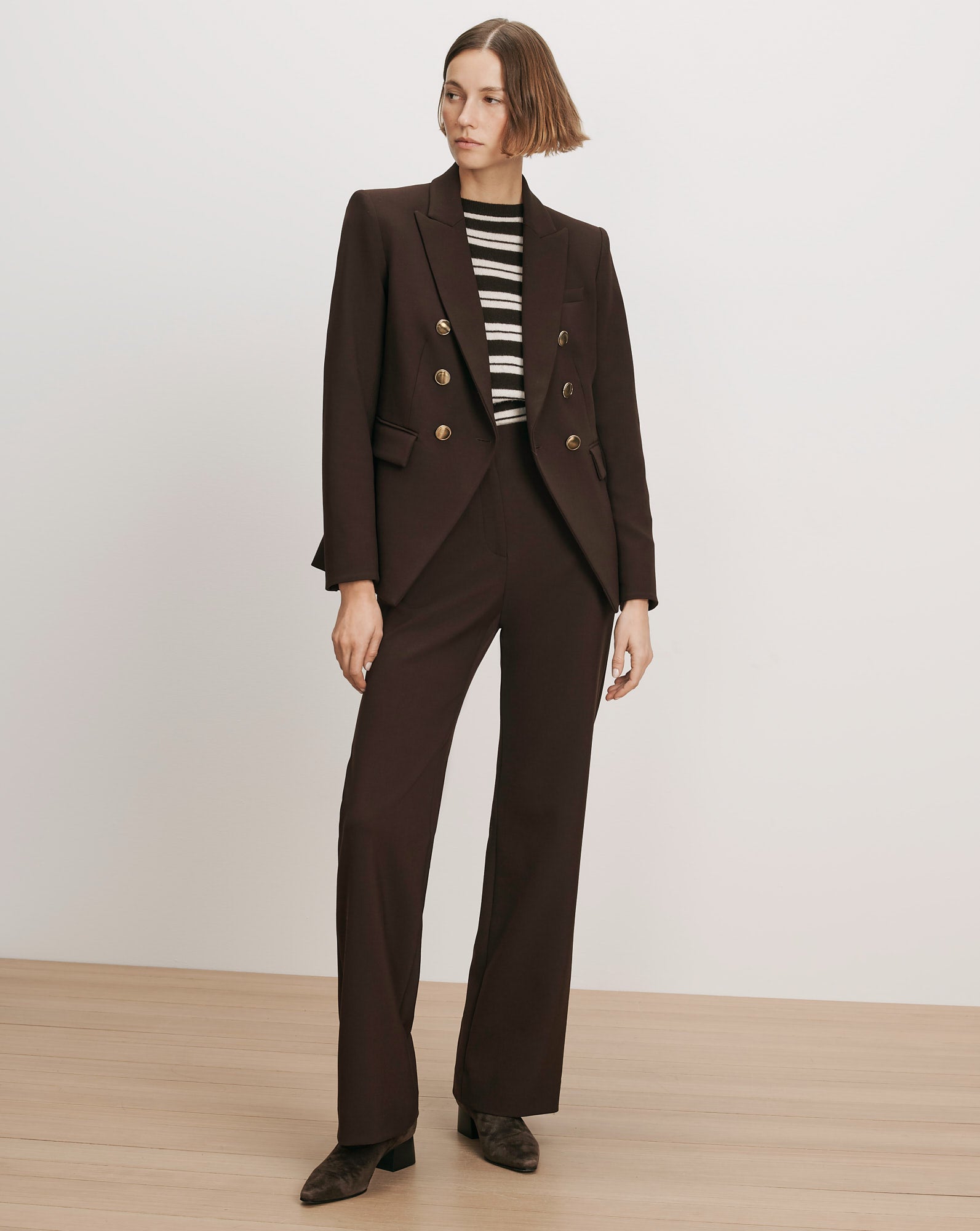 Carys Straight-Leg Pant in Dark Brown Espresso | Veronica Beard