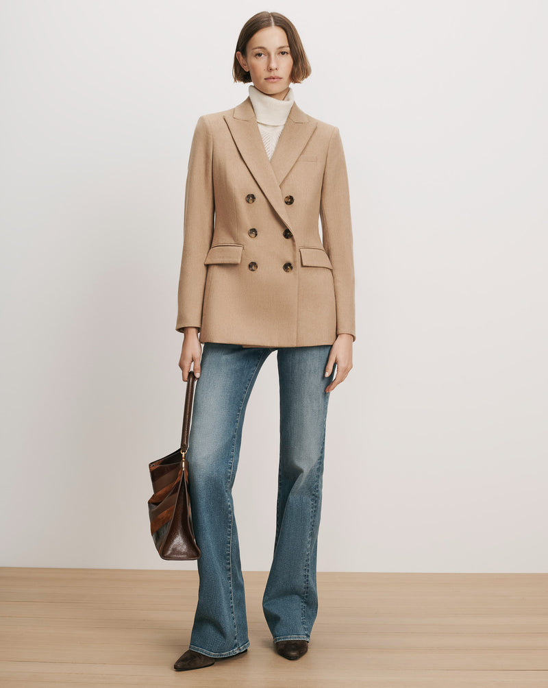 Veronica Beard Camel double-breasted wool blazer