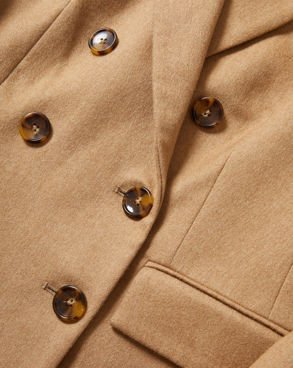 Veronica Beard Camel wool double-breasted coat with tortoise buttons