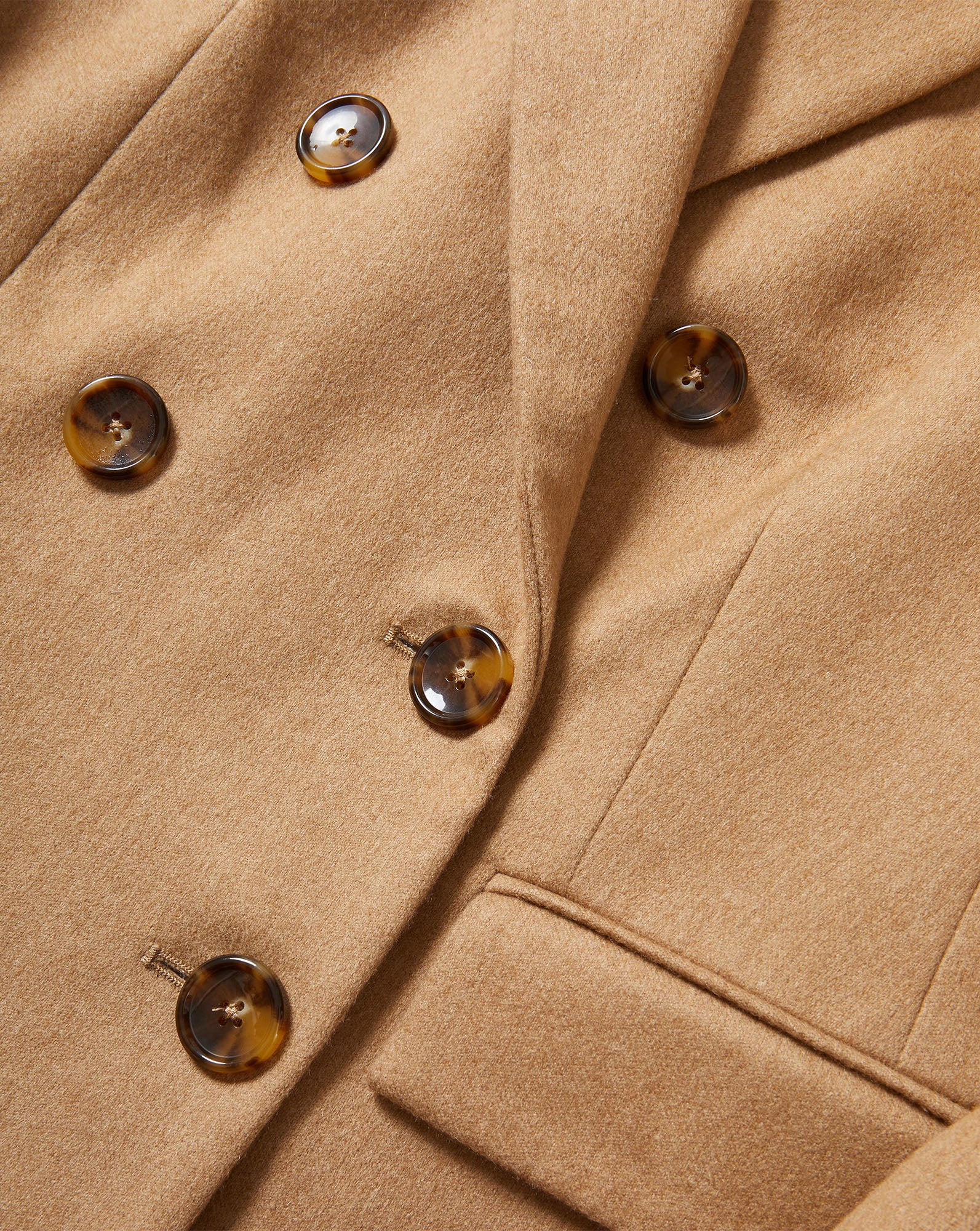 Veronica Beard Camel wool double-breasted coat with tortoise buttons