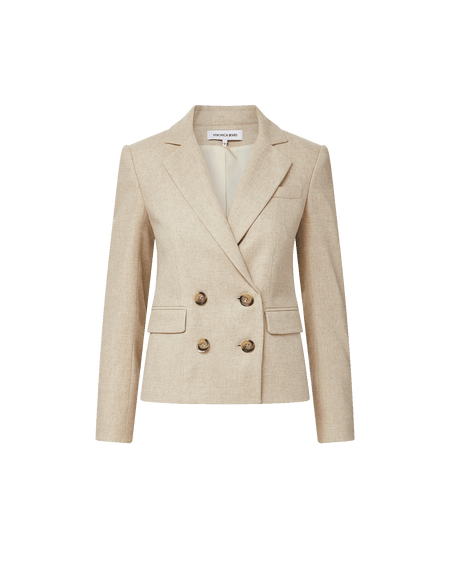 Veronica Beard Beige double-breasted blazer with notched lapels.