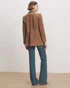 Veronica Beard Brown suede blazer with button cuffs.