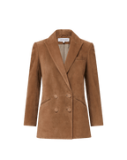 Veronica Beard Brown suede double-breasted blazer with notched lapels.