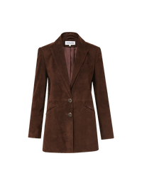 Veronica Beard Brown suede blazer with two buttons.
