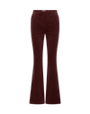 Veronica Beard Burgundy velvet flared trousers with a high waist.