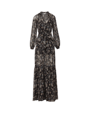 Veronica Beard Black floral maxi dress with tie waist.