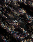 Veronica Beard Black paisley print button-down shirt in lightweight fabric.