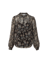 Veronica Beard Black paisley print sheer long sleeve button-down blouse.