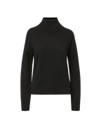 Veronica Beard Black ribbed knit turtleneck sweater with relaxed fit.