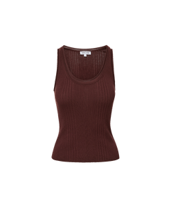 Veronica Beard Burgundy ribbed knit sleeveless scoop neck top.