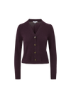 Veronica Beard Plum knit V-neck cardigan with four buttons.