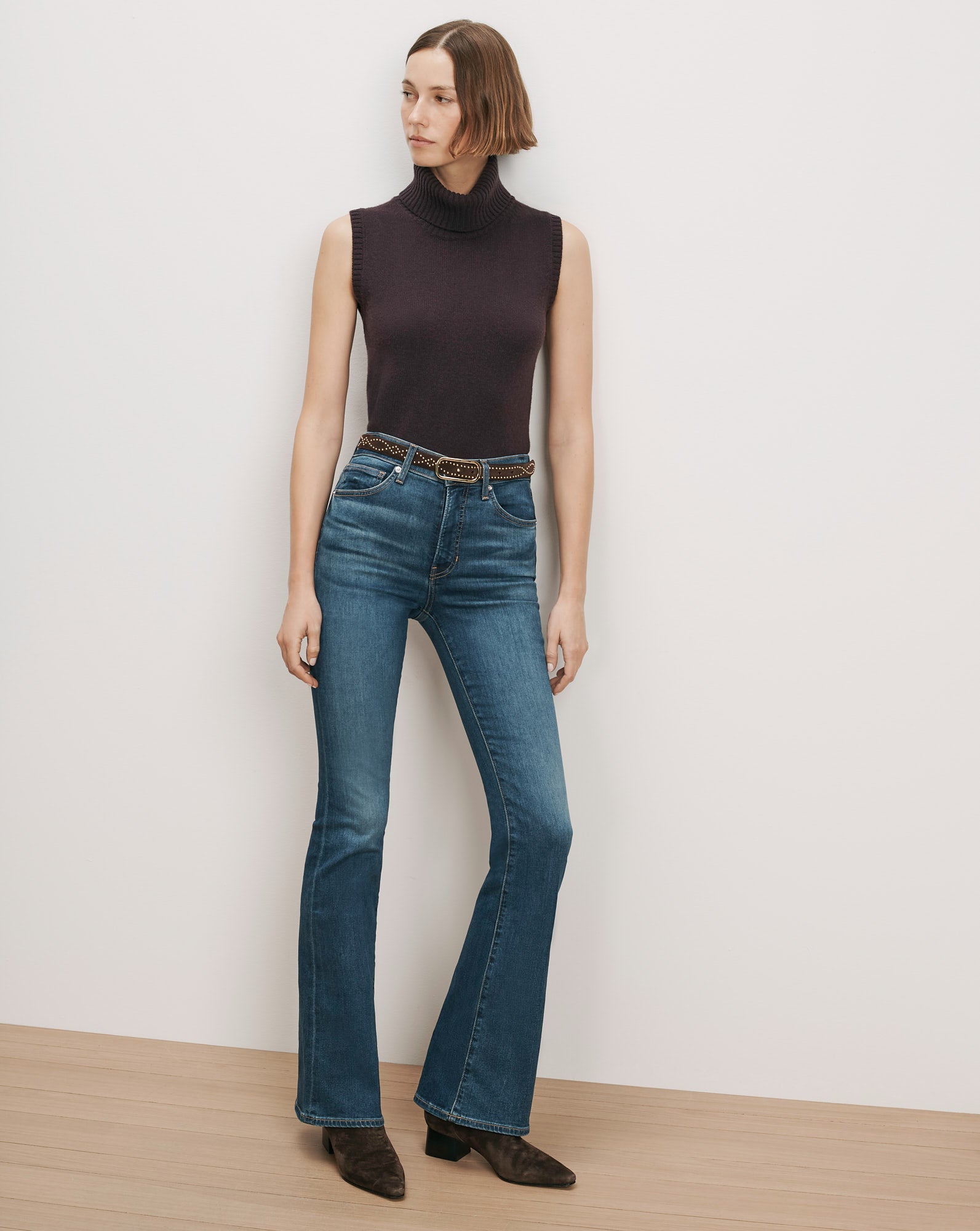 Mazzy Cashmere Sleeveless Sweater in Dark Purple | Veronica Beard