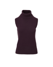 Veronica Beard Dark purple sleeveless knit turtleneck sweater.
