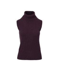 Veronica Beard Dark purple sleeveless knit turtleneck sweater.