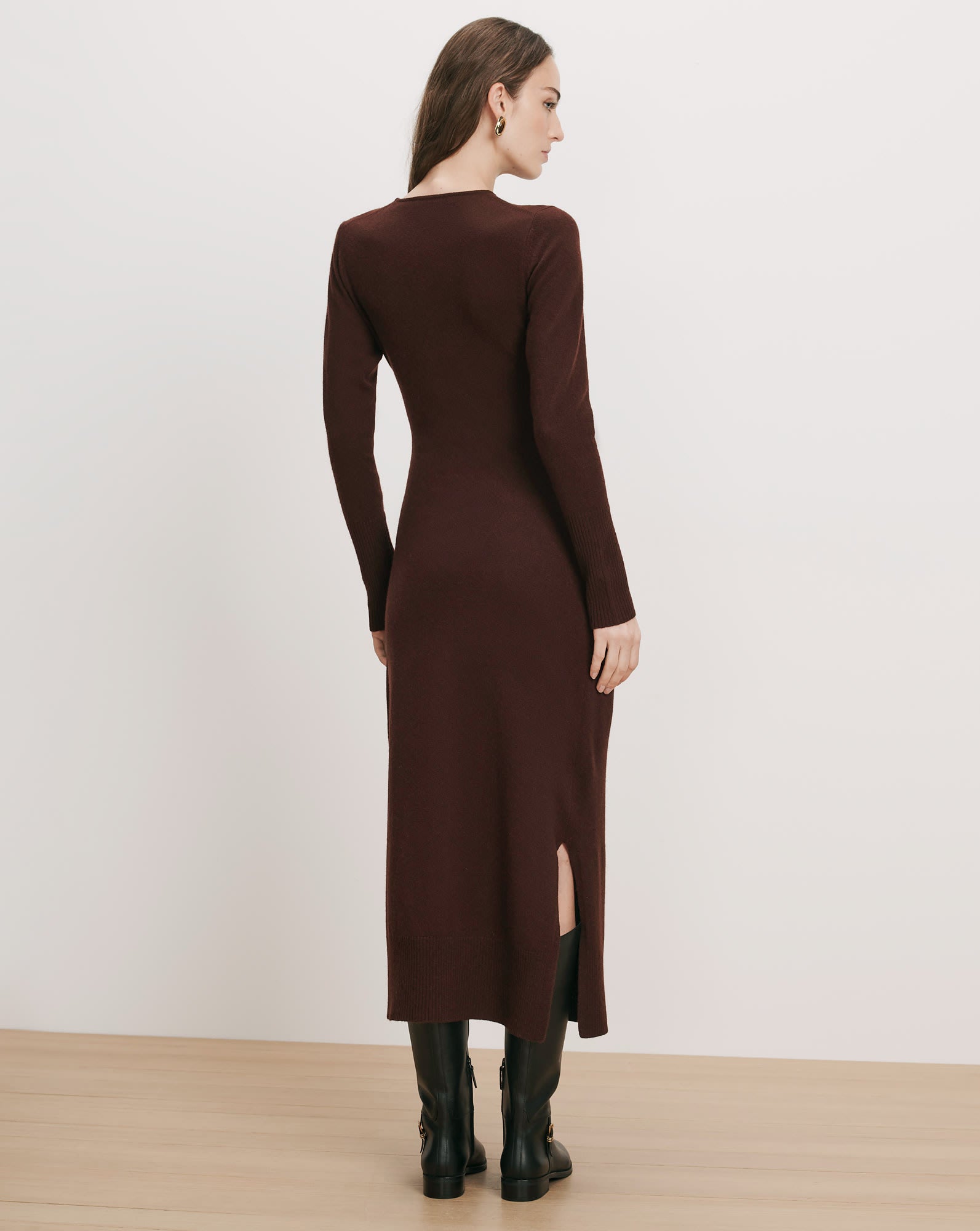 Salomez Wrap Midi Dress in Dark Brown | Veronica Beard