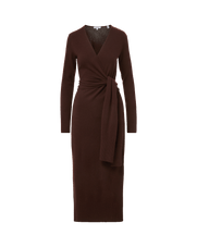 Veronica Beard Brown knit wrap dress with tie waist.