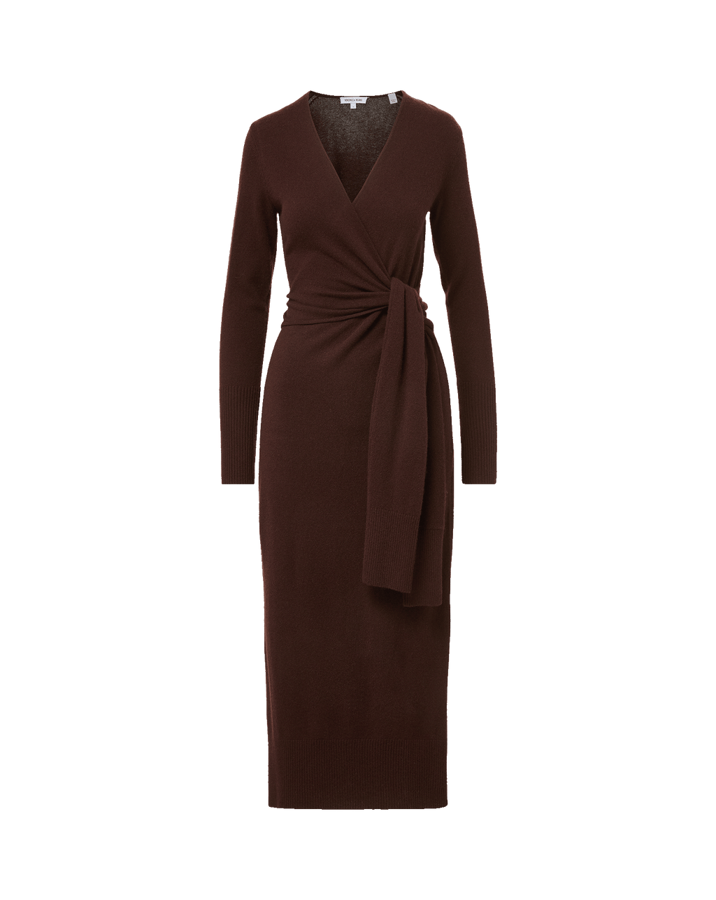 Veronica Beard Brown knit wrap dress with tie waist.