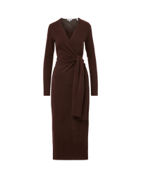 Veronica Beard Brown knit wrap dress with tie waist.