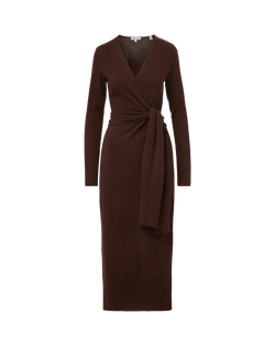 Veronica Beard Brown knit wrap dress with tie waist.