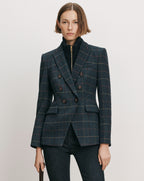 Veronica Beard Navy plaid double-breasted blazer