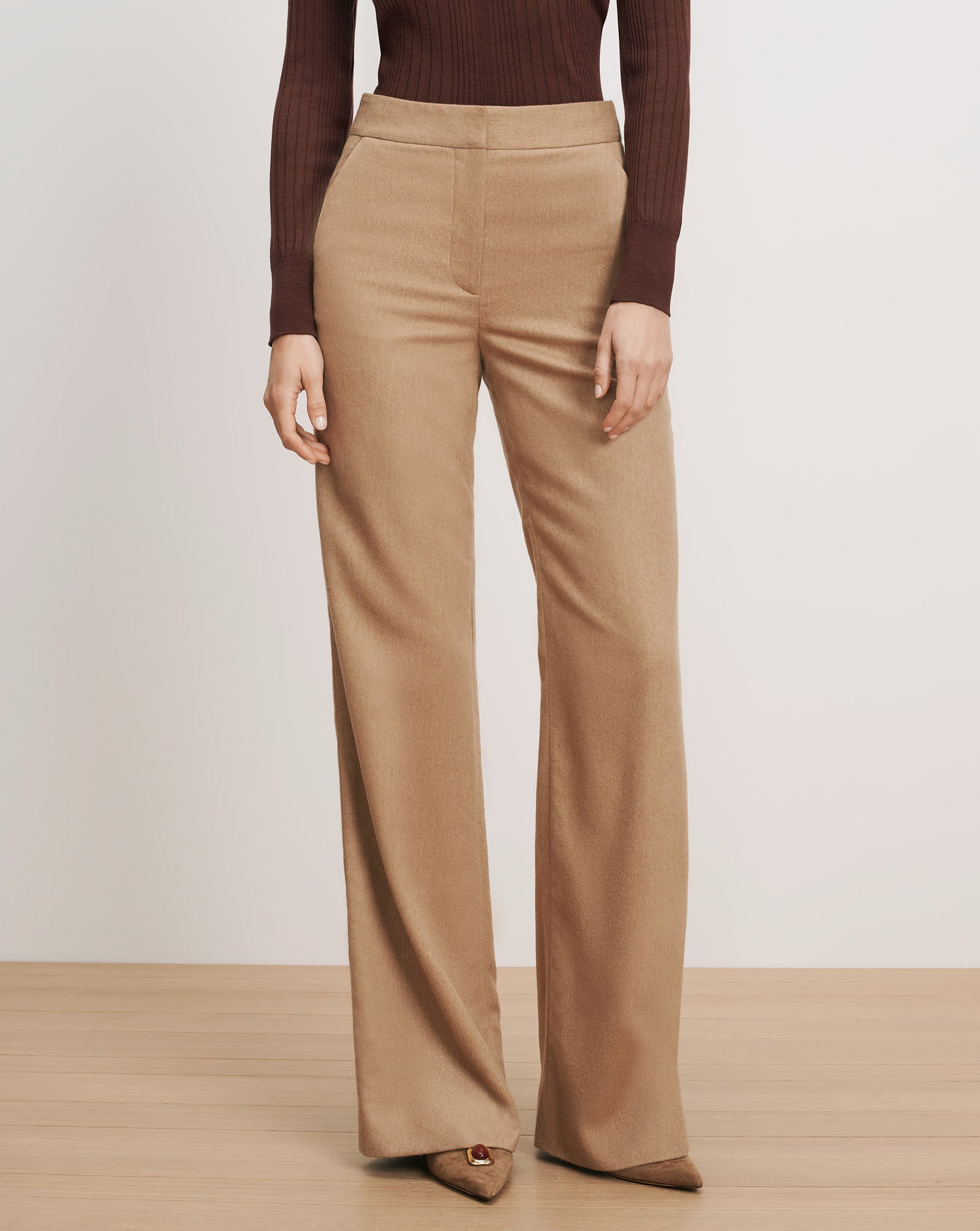 Tonelli Wide-Leg Pant in Camel | Veronica Beard