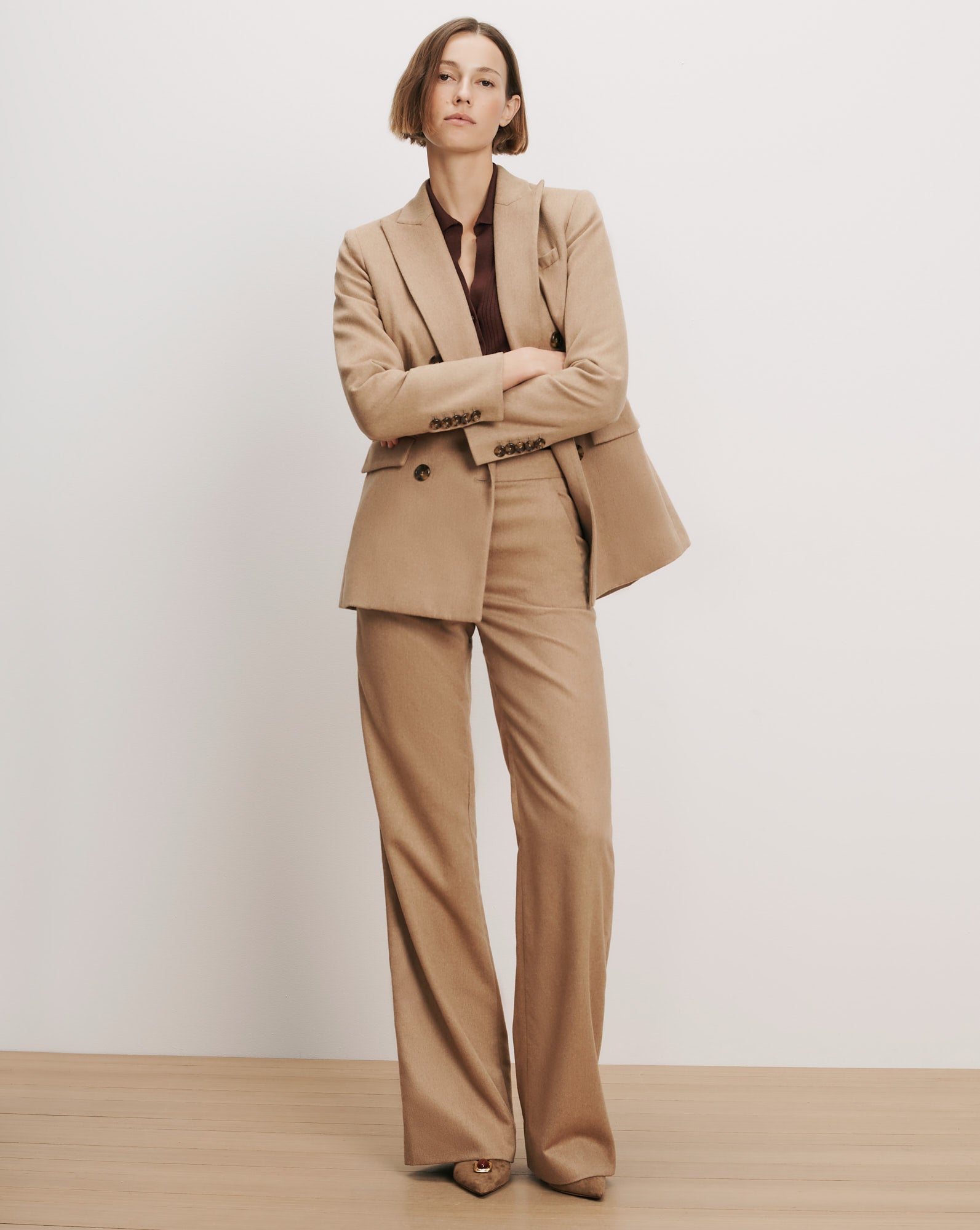 Tonelli Wide-Leg Pant in Camel | Veronica Beard