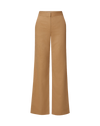 Veronica Beard Camel wool wide-leg trousers with fitted waistband.