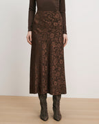 Veronica Beard Brown floral jacquard midi skirt