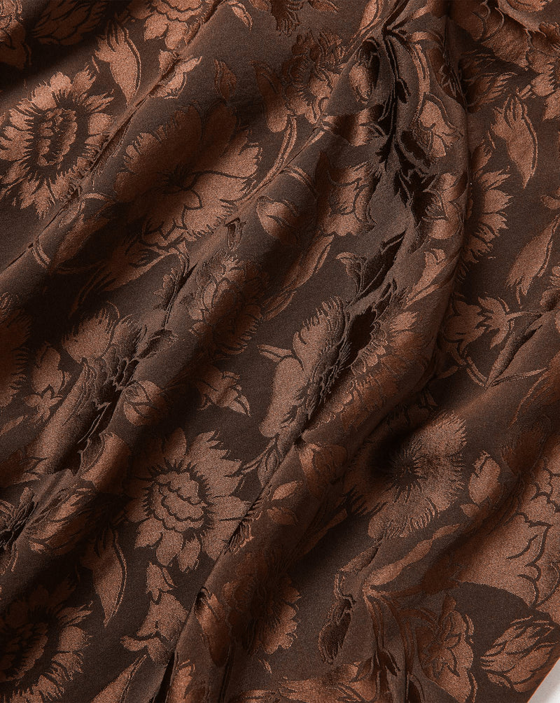 Veronica Beard Brown floral jacquard fabric with textured weave.